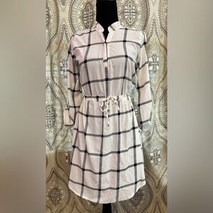 Women's Indulge White and Black Checkered Dress